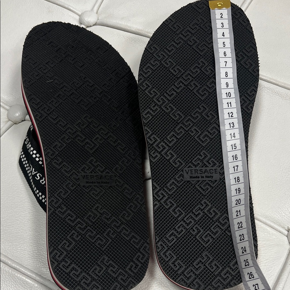 Versace Black and White Flip-Flops for Men - Picture 5 of 6